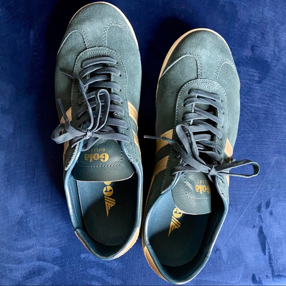 Gola Bullet Pearl Suede Sneakers - Teal and Gold